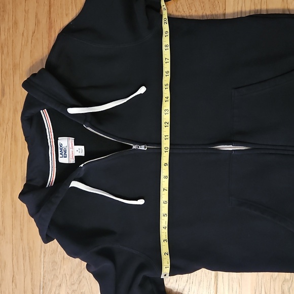 Lands' End Long Sleeve Serious Sweats Full Zip Hoodie Black Medium Sweatshirt - Picture 4 of 7